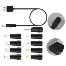 휴대용 스피커 및 LED 조명용 9개 어댑터 포함 3피트 길이의 USB-DC 전원 케이블 2개 5V 코드, 01 빠른  Mainland