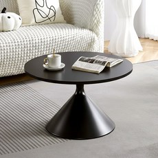 벨라콘 미드센츄리 원형 낮은 거실테이블, 블랙