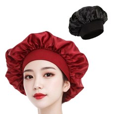 디엠몰 수면캡 실크 헤어캡 새틴 헤어밴드, 1개, 블랙
