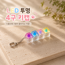 LSmall LED 투명 기계식 키캡 키링 고양이발바닥 파스텔 딸깍이 9구 4구 피젯토이, 1개, LED 투명 (4구) 1개, LED 투명 (4구)