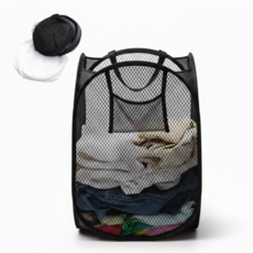 모브닛 초경량 접이식 메쉬 빨래바구니, 블랙