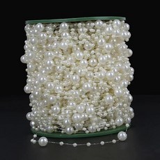 진주 비즈 DIY 구슬 공예 큐빅 재료 만들기, 8+3 베이지 (60m/롤)