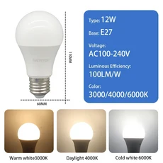 1-20개 LED 전구 3CCT 3000K AC110V 220V E27 B22 베이스 3색 조절 메모리 기능 색온도 재설정, 07 12W E27, 01 1pcs, 01 AC100-240V