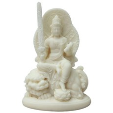 부처님 불상 상아과 문수보살 보현보살 미니 조각상 부처상 불교 장식, 1개, 문수보살(상아색)