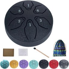 야외 정원용 레인 드럼 2025년 업그레이드 스틸 텅 차임벨 방수 6 노트 차임벨과 백 스틱 음악책 미니 핸드팬 정원 악기용, onesize_Black