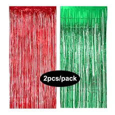 형광 장식 2 팩 호일 커튼 실버 블랙 골드 로즈 반짝이 쉬머 프린저 생일 웨딩 파티 배경, Christmas