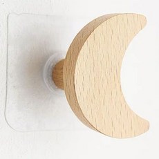 北歐風實木星月衣帽鉤 質感盒裝 實木掛勾 星星月亮掛勾 衣帽架 壁飾 壁掛, 1個, 月亮掛勾