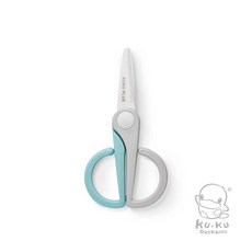 ku.ku 酷咕鴨安全食物剪刀，圓弧剪刀頭設計，寶寶用餐更安全，輕巧易握，外出方便攜帶, 氣泡藍, 1個, 中型