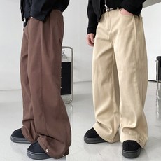 올멋 숏/기본/롱 S-2XL 빅사이즈 절개 옆셔링 벌룬핏 와이드 코튼 바지 팬츠