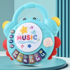 螃蟹手拍鼓寶寶音樂拍拍鼓早敎益智0-3新生兒6-12個月1嵗, 1個, 音樂手拍拍鼓【無電池】藍色