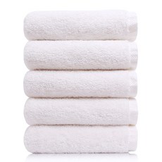 코튼리빙 40수 코마사 호텔 수건 200g, 화이트, 5개