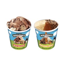 벤앤제리스 파인트 아이스크림 2종 혼합구성(하프베이크드+카라멜수트라코어), 473ml, 2개