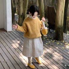 뷰오투 여아 노란색 스웨터 가디건 겨울 카디건