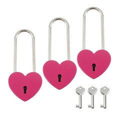 T Tulead Heart Locks 아연 합금 하트 모양 자물쇠 퍼플 9.5 x 3.8cm(3.86 x 1.73인치) 열쇠 포함 3개 사물함 다이어리 북 주얼리 박스
