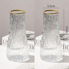 엠보 유리 화병 투명 디자인 북유럽 감성 거실 수경 꽃 인테리어 오브제, 금색 소형 콘통 나무껍질 x2
