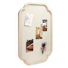 모던 스캘럽 핀보드 45 x 59.9cm(17.7 23.6인치) 소박한 패브릭 게시판 천연 목재 농가 홈 오피스 및 비전 보드 디스플레이용 장식 핀 보드109612