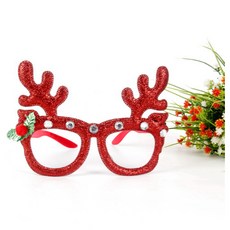 36 brushes 聖誕現貨．聖誕眼鏡裝飾 兒童 大人皆可配戴【ST1020】創意眼鏡 聖誕派對, 1個, 04#紅色鹿角