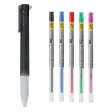 유니 스타일핏 5C 홀더 + 0.38 리필심 5색, 블랙(M24) + 리필 5색