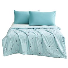 COOL PLUS 極致涼親膚冰爽被 涼感夏被 企鵝圖案 涼感被 親膚透氣 可水洗, 藍色