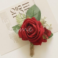 Esme 玫瑰胸花，手工婚禮胸花, 1個, 大朵玫瑰胸花—紅色, 紅色