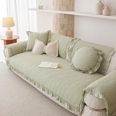 Bofung 북유럽 스타일 사계절 순면 쇼파패드 쇼파매트 2-4인용 미끄럼방지 부드 양질 프릴 러플