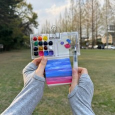 바이탈씨드 휴대용 미니 팔레트 세트(클립 붓 노트), 아크릴, 1세트, 15칸