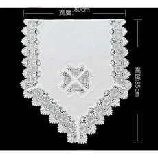 蕾絲桌旗 80x85cm 裝飾, 簡約白色蕾絲商務區接待辦公會議室單人位會客沙發巾套罩三角巾80X85CM X 3, 1件