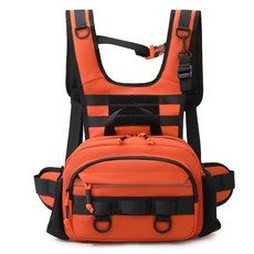 防水路亞腰包 馬甲戰術胸包 戶外騎行機車裝備, 桔色,均碼, 1個