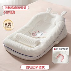 YZMY 嬰兒防吐奶斜坡墊枕 0-2歲適用 四檔高度可調節, 萌萌兔