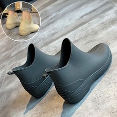 위즈플러스샵 여성 숏 레인부츠 키높이 장화 통굽 발목장화