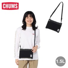 CHUMS Two Necked Shoulder Sweat Nylon 肩背包, 黑/炭黑