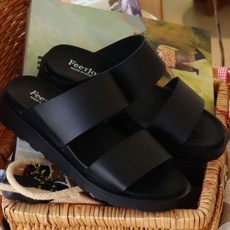 JT 블랙 인조가죽 남성 샌들 여름 신발 슬리퍼 캐주얼 키높이 슈즈