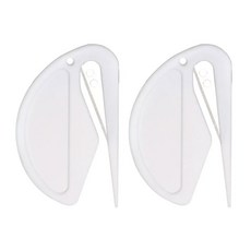 미니 플라스틱 포장지 커터 5 오프너 10 봉투 포장 나이프 로프 레터 76MM 가죽 풀기 색 재봉 라인 안전 절단, White x 10