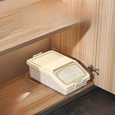 쌀 보관통 주방 위생용기 등급 보관함 습기 방지 곡물 통 북유럽 스타일 플라스틱 보관 용기, 4)크림 화이트 - 용량 5kg- 계량컵 증정