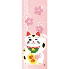 일산 검도 면수건 머리 두건 손수건 다용도 스포츠 타월 인테리어 장식 테누구이 4-7, 1개, 마네키네코 & 벚꽃