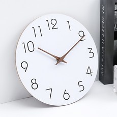 클래식 우드 무소음 벽시계 거실 카페 인테리어 아날로그 벽걸이 시계, 화이트