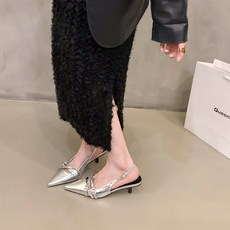 여성 스틸레토 뾰족 스트랩 슬링백 힐 t223