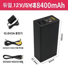 대용량 인산철 보조배터리 고속 출력 충전기 캠핑용 캠핑카 충전 올인원 야외 파워뱅크 블랙박스 차량용 각형, 듀얼 12V 38400mAh
