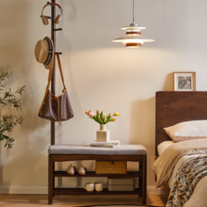 에코소라노 현관 원목 신발장 의자 +현관 스탠드 행거 옷걸이 벤치의자, 월넛 800mm RF-HD877