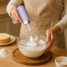 Ditwo 베이킹 전동 무선 제빵 거품기 크림 믹서 휘핑기 HZ-002, 퍼플