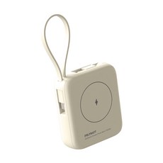 POLYBATT 10000mAh磁吸無線充電行動電源 自帶雙線 雙PD快充 隱形支架 電量顯示, 米白, T10 新色