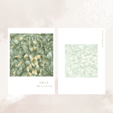 萬用卡 明信片 女性抽象繪畫 午後心光 Afternoon Serenity - 抽象藝術風格祝福卡片, 綠色森林, 1個裝