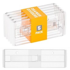 Yieach 5팩 15.2cm(6인치) 높이의 아크릴 서랍 칸막이 의류용 - 31.8-45.7cm(12.3-18인치)까지 확장 가능 - 아기 의류 속옷용 조절 가능한 드레서, 5