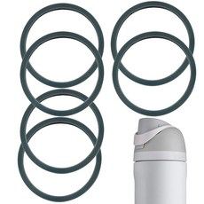 6개 실리콘 뚜껑 실링 O 링 씰링 가스켓 교체 부품 Owala 병 씰 교체용 호환 가능 FreeSip 회색, Gray