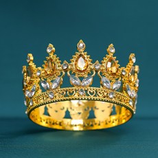 태림 크리스탈 왕관 인형 장식 소형, 1개, 샴페인 골드