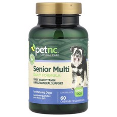 petnc NATURAL CARE 펫 내츄럴 케어 시니어 종합 비타민 포뮬라 시니어 도그 간(Liver) 맛 60 츄어블 정, 1개