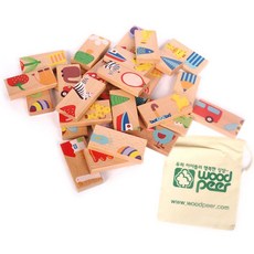 4살유아 동물 과일 원목 퍼즐 블럭 맞추기 장난감 아기발달 건축놀이 호기심유발 감성, 1개