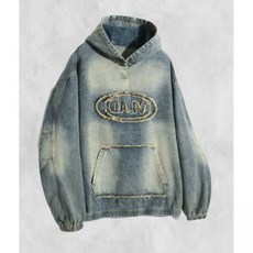 디미트리블랙 VLAD 데님 아플리케 후드 티셔츠_더스트 인디고 251981