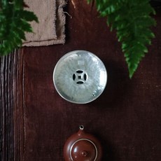 巨匠工廠 純手工鋁壺承 鋁建水 干泡臺必備 侘寂風壺承 裂痕鋦釘, 1個, 3厘米高單銅錢款