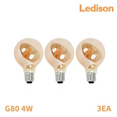 Ledison 에디슨전구 베이직전구 G80 4w, 전구색, 3개
